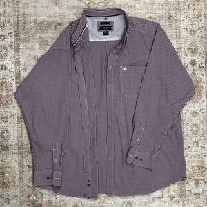 Men’s Size XXL Tall Maroon Ariat Pro Series Button Up Shirt With Collar